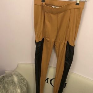 Tan and leather leggings